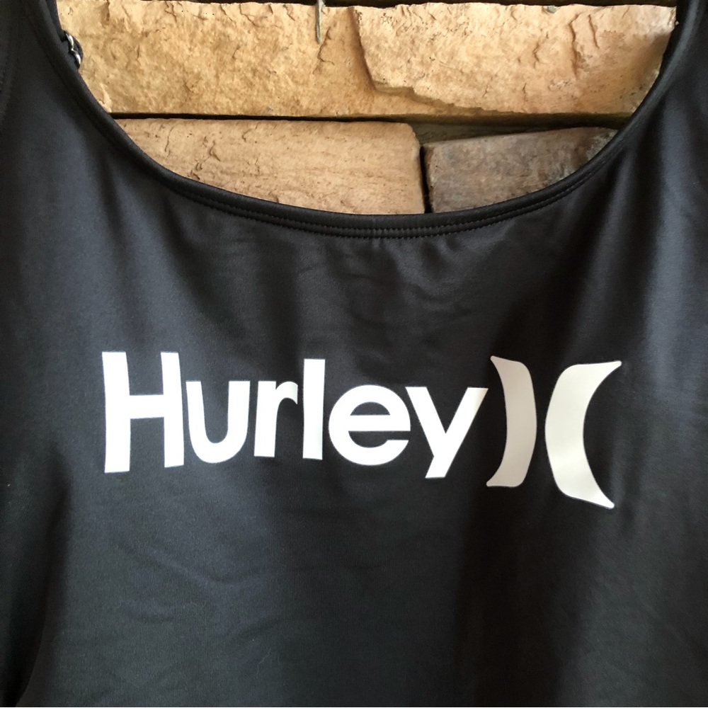 Hurley black white logo one piece side cinch swimsuit NWT Women S, M, XL - Picture 3 of 13